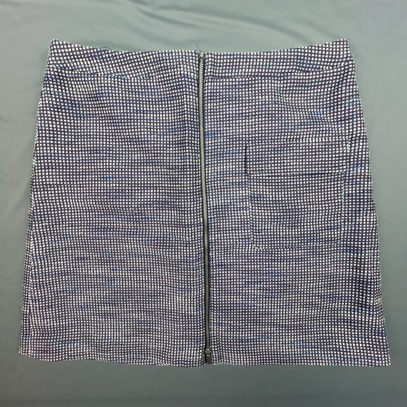 Halogen Skirt Navy White Tweed Zip Front Pockets Textured Lined 10 Career - Picture 2 of 7